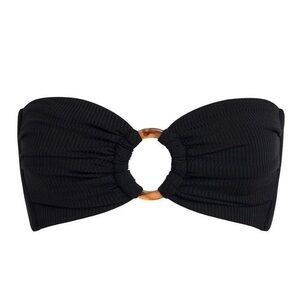 Montce Black Rib Tori Bandeau Bikini Top, Size Small